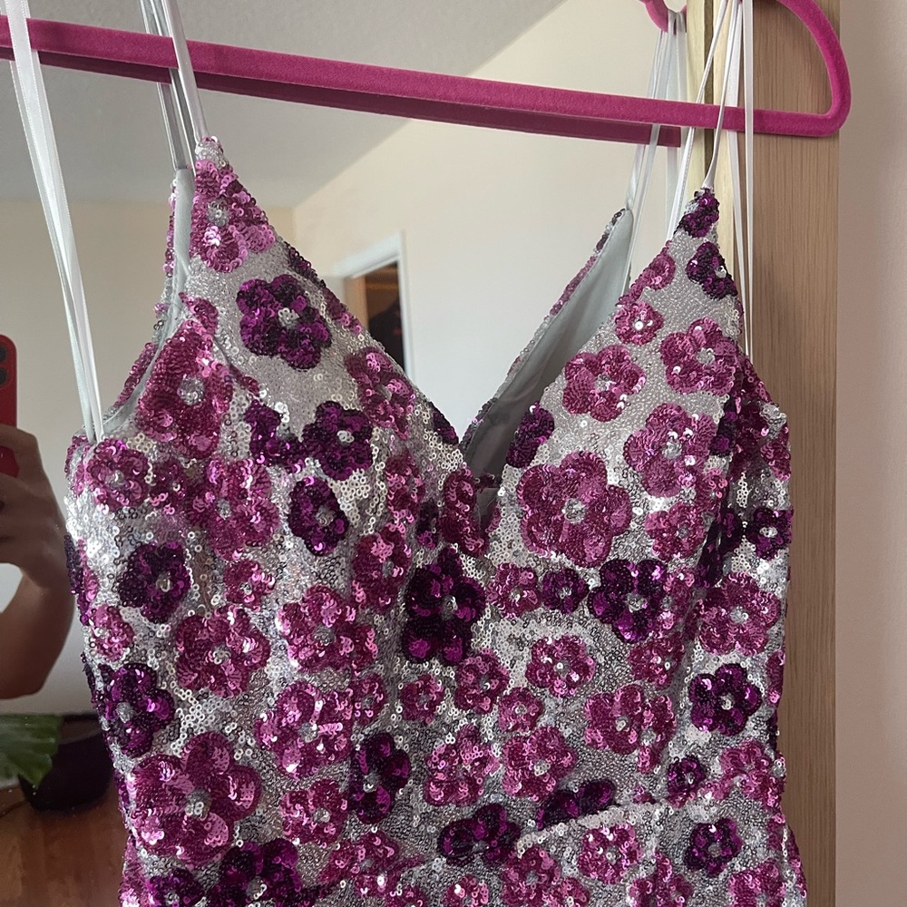 B Darlin Pink and Purple Sequin Dress - Picture 4 of 7